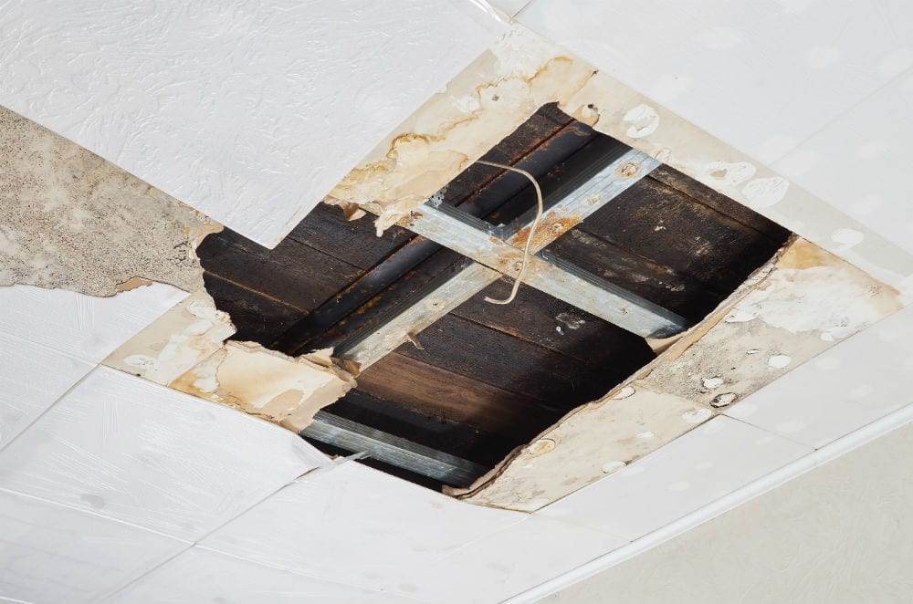 Image of a ceiling affected by water damage